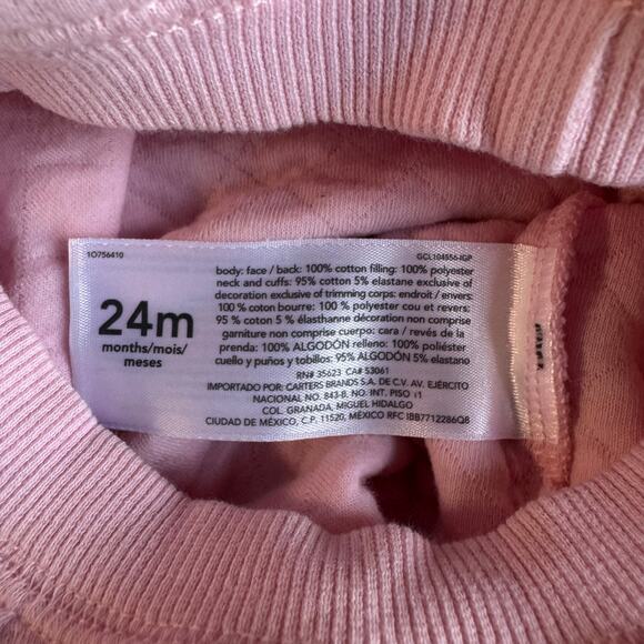 Carter’s Toddler Girl 24M Pink Quilted Bunting Outfit - Picture 7 of 7